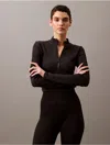 Shop Calvin Klein Women's Rib Sport Cropped Jacket In Black Beauty