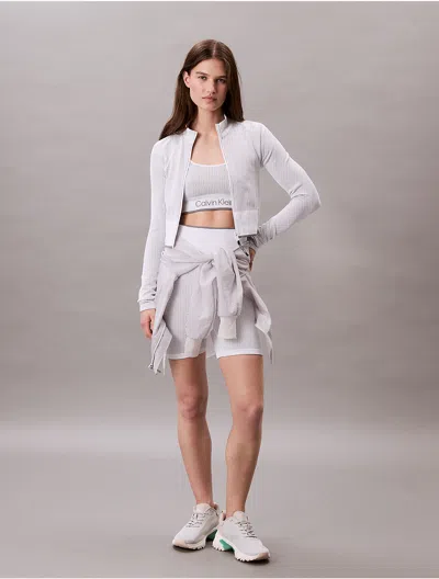 Calvin Klein Women's Rib Sport Cropped Jacket In Brilliant White