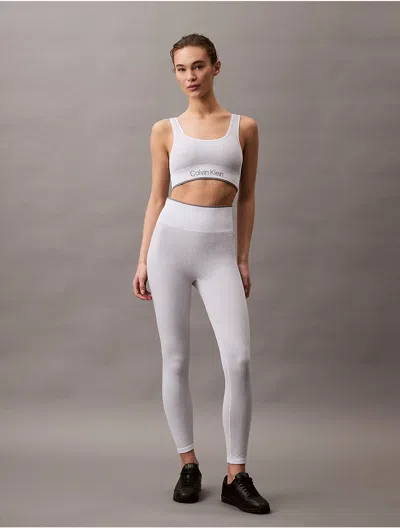 Calvin Klein Women's Rib Sport Medium Impact Sports Bra In Brilliant White
