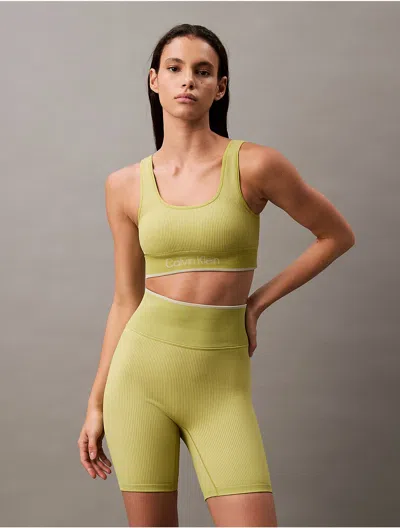 Calvin Klein Women's Rib Sport Medium Impact Sports Bra In Sweet Pea