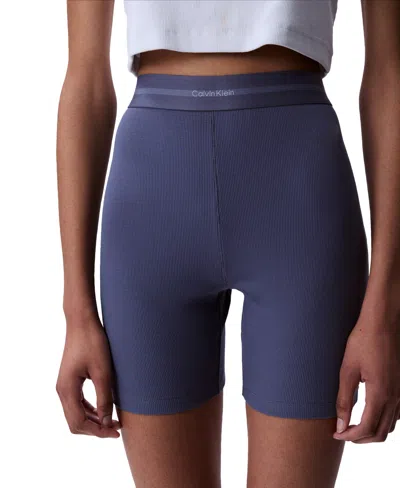 Calvin Klein Women's Ribbed Bike Shorts Qs7216 In Grisaille