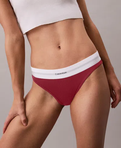 Calvin Klein Women's Ribbed Bikini Underwear Qf8022 In Burgundy