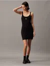 Calvin Klein Striped Short Dress In Black