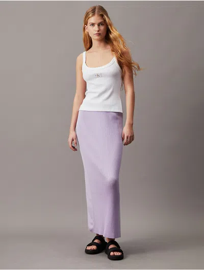 Calvin Klein Women's Ribbed Monogram Logo Sweater Maxi Skirt In Pastel Lilac
