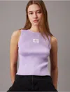 Calvin Klein Women's Ribbed Monogram Logo Sweater Tank Top In Pastel Lilac