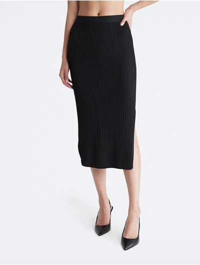 Calvin Klein Women's Ribbed Open Hem Skirt In Black