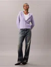 Calvin Klein Women's Ribbed Raglan Sleeve Hoodie In Purple