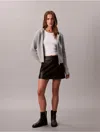 Calvin Klein Women's Ribbed Raglan Sleeve Hoodie In Gray