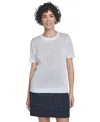 Calvin Klein Women's Ribbed Short-sleeve Sweater In White
