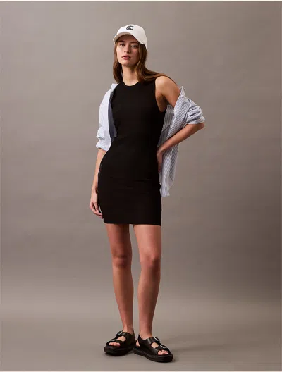 Calvin Klein Women's Ribbed Sleeveless Mini Dress In Black