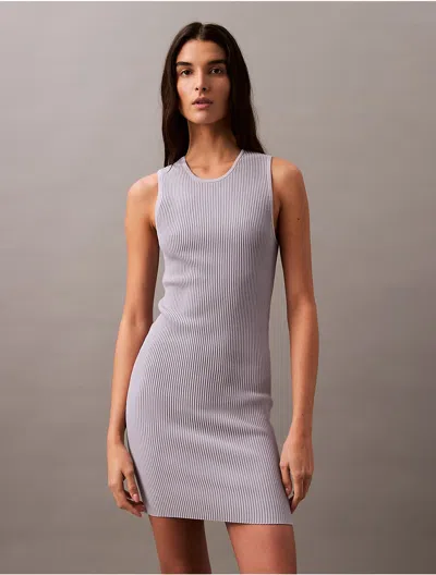Calvin Klein Women's Ribbed Sleeveless Mini Dress In Lilac Gray