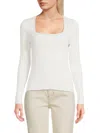 Calvin Klein Women's Ribbed Squareneck Top In Soft White