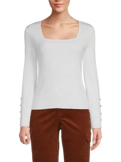 Calvin Klein Women's Ribbed Squareneck Top In Soft White