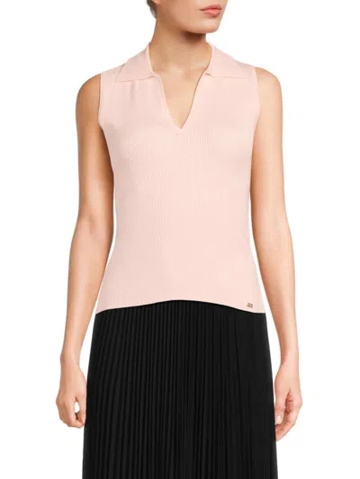 Calvin Klein Women's Ribbed V-neck Sleeveless Top In Pink