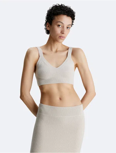 Calvin Klein Women's Ribbed Wool Blend Bralette In Sandshell