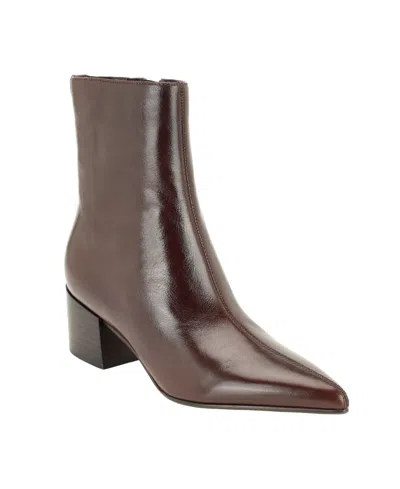 Calvin Klein Women's Rimidy Block Heel Dress Booties In Dark Brown Leather