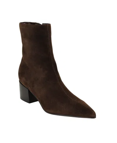 Calvin Klein Women's Rimidy Block Heel Dress Booties In Dark Brown Suede