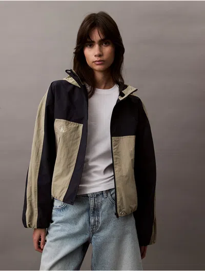 Calvin Klein Women's Ripstop Relaxed Jacket In Laurel Oak / Sky Captain