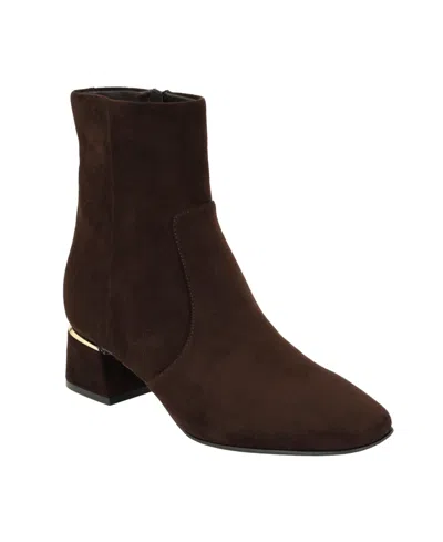 Calvin Klein Women's Rizy Block Heel Booties In Brown