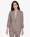 Calvin Klein Petite One-button Blazer In Oyster Multi