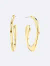 Calvin Klein Medium Pave Sculpted Elongated Hoop Earrings