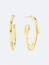 Calvin Klein Medium Pave Sculpted Elongated Hoop Earrings In Gold