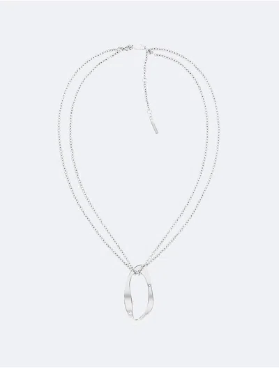 Calvin Klein Women's Round Organic Shape Pendant Necklace In Silver