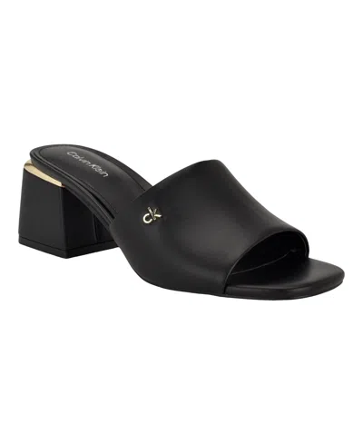 CALVIN KLEIN WOMEN'S ROWENA BLOCK HEEL SLIP-ON SANDALS