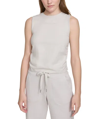 Calvin Klein Women's Ruched Crewneck Logo Tank Top In Porcini