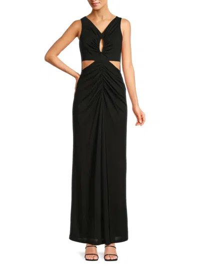 Calvin Klein Women's Ruched Cutout Maxi Dress In Black
