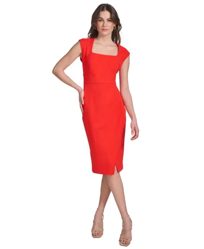 Calvin Klein Women's Ruched Sheath Dress In Tango
