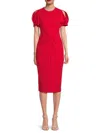 Calvin Klein Women's Ruched Sheath Midi-dress In Red