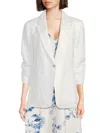 Calvin Klein Women's Ruched Sleeve Linen-blend Blazer In White