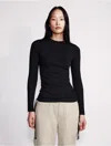 Calvin Klein Top Côtelé Manches Longues In Black