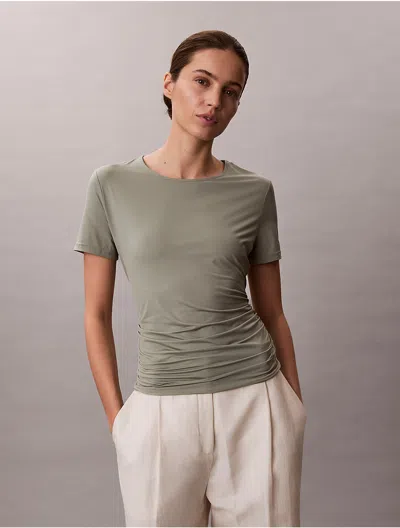 Calvin Klein Women's Ruched Slim T-shirt In Gray