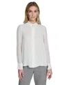 Calvin Klein Women's Ruffle-front Blouse In White