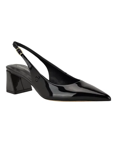 Calvin Klein Women's Sarra Slingback Dress Pumps In Nero Patent