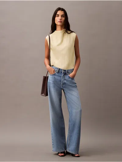 Calvin Klein Women's Satin Cowl Neck Blouse In Yellow