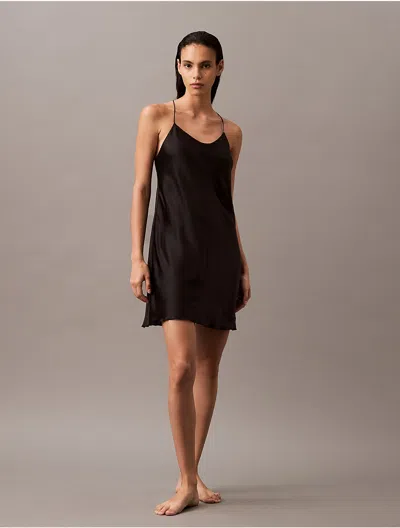 Calvin Klein Women's Satin Crossback Slip Dress In Black