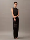 Calvin Klein Women's Satin Jumpsuit In Black Beauty