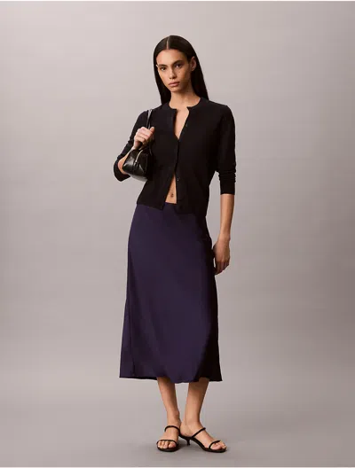 Calvin Klein Women's Satin Midi Skirt In Blue