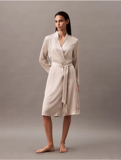 Calvin Klein Women's Satin Robe In Cocoon