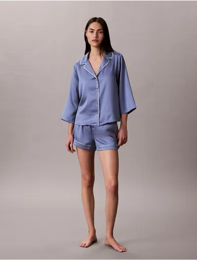Calvin Klein Women's Satin Sheen Shorts In Blue