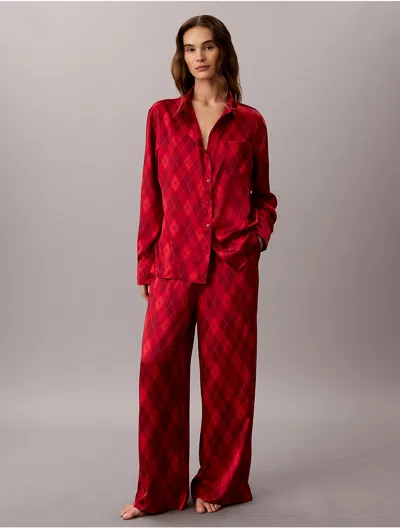 Calvin Klein Women's Satin Sheen Sleep Pants In Red