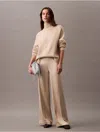 Calvin Klein Women's Satin Stretch Wide Leg Pants In Peyote