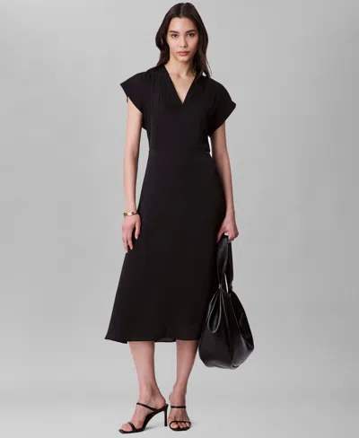 Calvin Klein Women's Satin V-neck Midi Dress