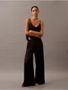 Calvin Klein Women's Satin Wide Leg Sleep Pants In Black