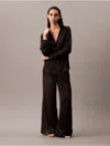 Calvin Klein Women's Satin Wide Leg Sleep Pants In Black