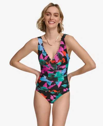 Calvin Klein Women's Scalloped-neck One-piece Swimsuit In Hibiscus