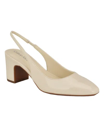 Calvin Klein Women's Scarlet Block Heel Dress Slingback Pumps In Ivory